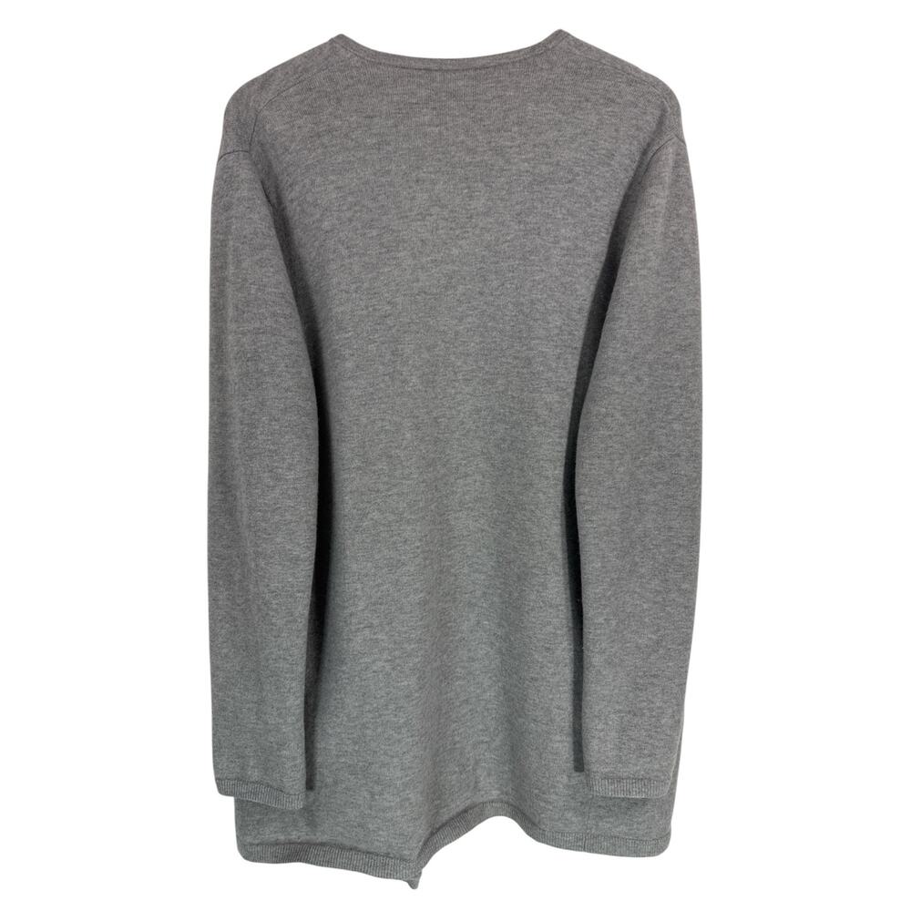 Theory Gray Merino Wool Blend Longline Open Front Pocket Cardigan Small Chic - Picture 3 of 11